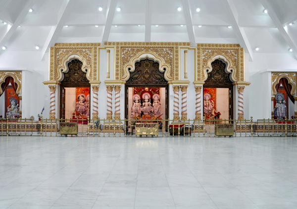 The marble facade of Tulsi Manas Temple.